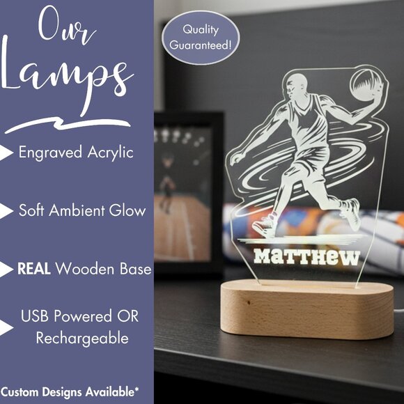 Personalized Basketball LED Night Light – Fun Sports Decor for Any Room - Picture 3 of 8